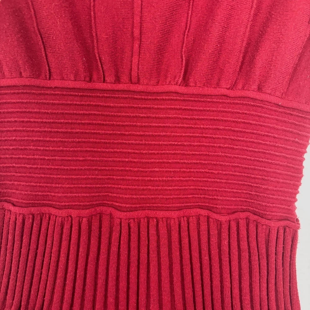 Max Studio Maroon Knit Pleated Fit & Flare Dress - Size L - Picture 5 of 6